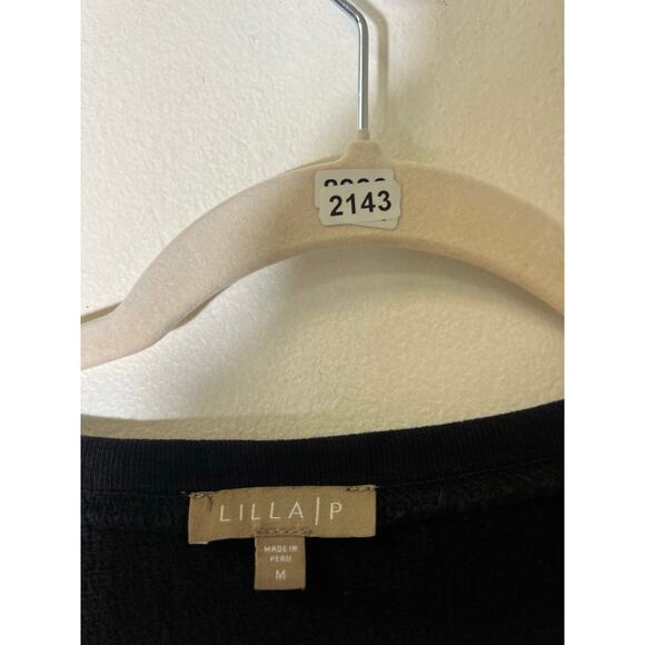 Lilla P Black V-Neck Short Sleeve Raw Hem Sz S - Picture 3 of 3